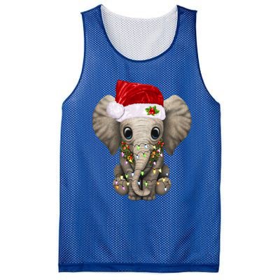 Cute Elephant Christmas Light Funny Elephant Lover Xmas Gift Mesh Reversible Basketball Jersey Tank