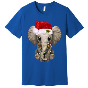 Cute Elephant Christmas Light Funny Elephant Lover Xmas Gift Premium T-Shirt