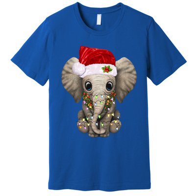 Cute Elephant Christmas Light Funny Elephant Lover Xmas Gift Premium T-Shirt