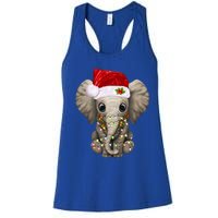 Cute Elephant Christmas Light Funny Elephant Lover Xmas Gift Women's Racerback Tank