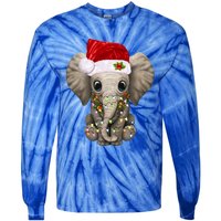 Cute Elephant Christmas Light Funny Elephant Lover Xmas Gift Tie-Dye Long Sleeve Shirt