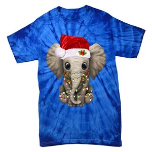 Cute Elephant Christmas Light Funny Elephant Lover Xmas Gift Tie-Dye T-Shirt