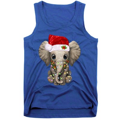 Cute Elephant Christmas Light Funny Elephant Lover Xmas Gift Tank Top