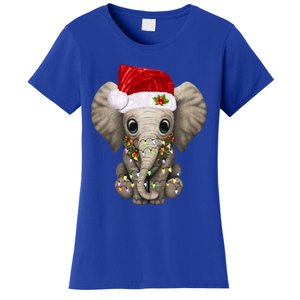 Cute Elephant Christmas Light Funny Elephant Lover Xmas Gift Women's T-Shirt