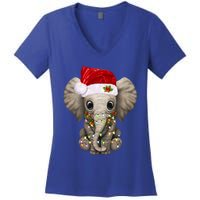 Cute Elephant Christmas Light Funny Elephant Lover Xmas Gift Women's V-Neck T-Shirt