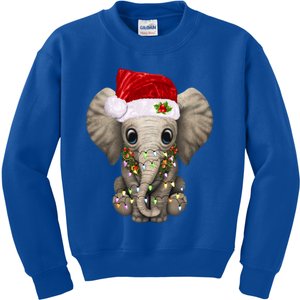 Cute Elephant Christmas Light Funny Elephant Lover Xmas Gift Kids Sweatshirt