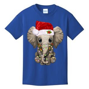 Cute Elephant Christmas Light Funny Elephant Lover Xmas Gift Kids T-Shirt