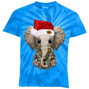 Cute Elephant Christmas Light Funny Elephant Lover Xmas Gift Kids Tie-Dye T-Shirt