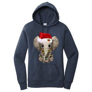 Cute Elephant Christmas Light Funny Elephant Lover Xmas Gift Women's Pullover Hoodie