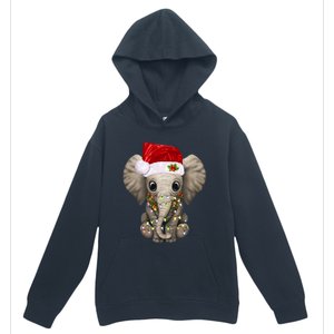 Cute Elephant Christmas Light Funny Elephant Lover Xmas Gift Urban Pullover Hoodie