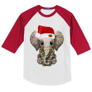 Cute Elephant Christmas Light Funny Elephant Lover Xmas Gift Kids Colorblock Raglan Jersey