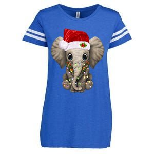 Cute Elephant Christmas Light Funny Elephant Lover Xmas Gift Enza Ladies Jersey Football T-Shirt