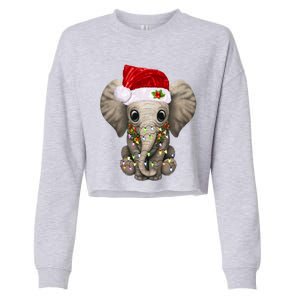 Cute Elephant Christmas Light Funny Elephant Lover Xmas Gift Cropped Pullover Crew