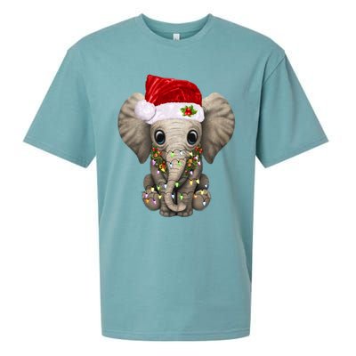 Cute Elephant Christmas Light Funny Elephant Lover Xmas Gift Sueded Cloud Jersey T-Shirt