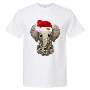 Cute Elephant Christmas Light Funny Elephant Lover Xmas Gift Garment-Dyed Heavyweight T-Shirt