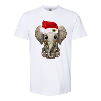 Cute Elephant Christmas Light Funny Elephant Lover Xmas Gift Softstyle CVC T-Shirt