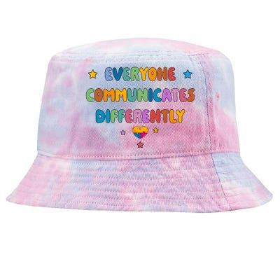 Cute Everyone Communicates Differently Autism Awareness Tie-Dyed Bucket Hat