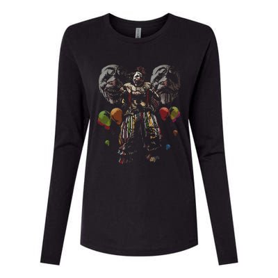 Creepy Evil Clown Balloons Horror Scary Halloween Costume Womens Cotton Relaxed Long Sleeve T-Shirt