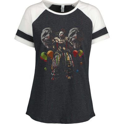 Creepy Evil Clown Balloons Horror Scary Halloween Costume Enza Ladies Jersey Colorblock Tee