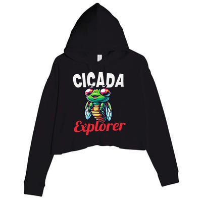 Cicada Explorer Cute Summer Bug Adventure Crop Fleece Hoodie