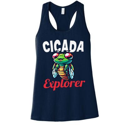 Cicada Explorer Cute Summer Bug Adventure Women's Racerback Tank