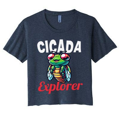 Cicada Explorer Cute Summer Bug Adventure Women's Crop Top Tee