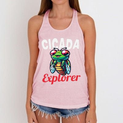 Cicada Explorer Cute Summer Bug Adventure Women's Knotted Racerback Tank