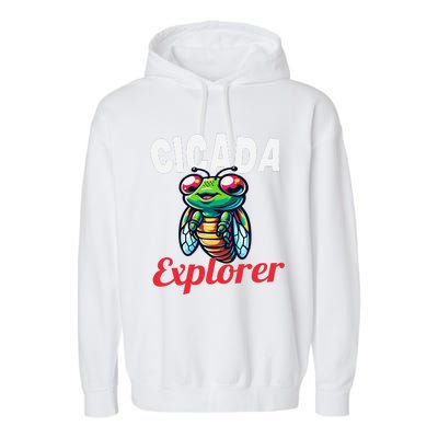 Cicada Explorer Cute Summer Bug Adventure Garment-Dyed Fleece Hoodie