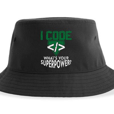 Computer Engineer Coding I Code Superpower Sustainable Bucket Hat