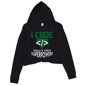 Computer Engineer Coding I Code Superpower Crop Fleece Hoodie