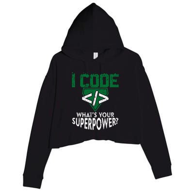 Computer Engineer Coding I Code Superpower Crop Fleece Hoodie