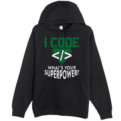 Computer Engineer Coding I Code Superpower Premium Pullover Hoodie