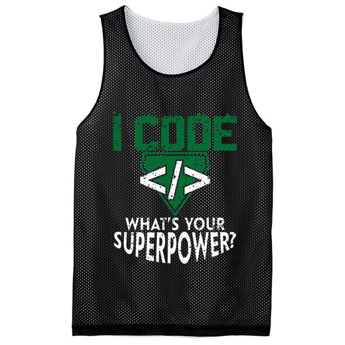 Computer Engineer Coding I Code Superpower Mesh Reversible Basketball Jersey Tank