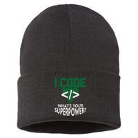 Computer Engineer Coding I Code Superpower Sustainable Knit Beanie
