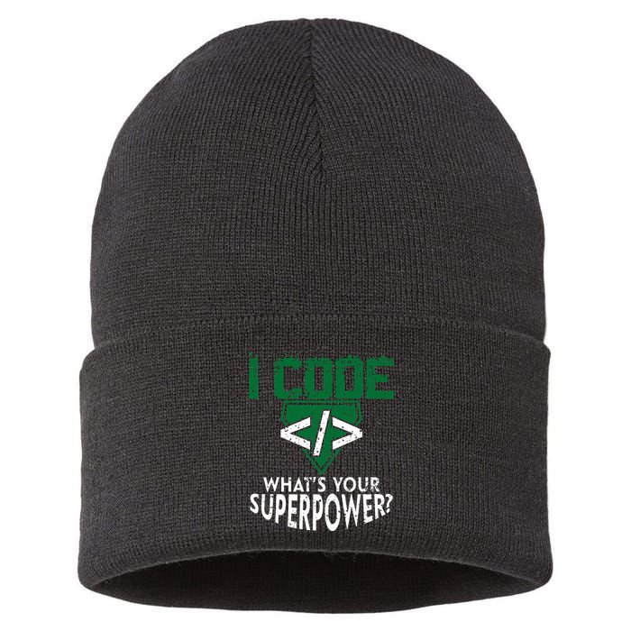 Computer Engineer Coding I Code Superpower Sustainable Knit Beanie