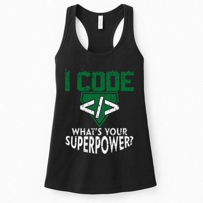 Computer Engineer Coding I Code Superpower Women's Racerback Tank