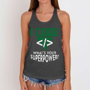 Computer Engineer Coding I Code Superpower Women's Knotted Racerback Tank