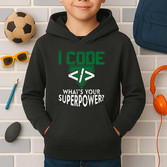 Computer Engineer Coding I Code Superpower Kids Hoodie
