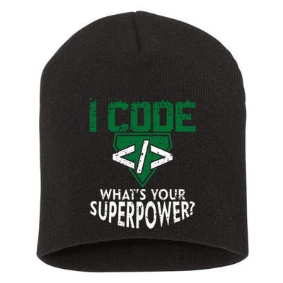 Computer Engineer Coding I Code Superpower Short Acrylic Beanie