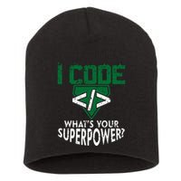 Computer Engineer Coding I Code Superpower Short Acrylic Beanie