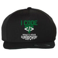 Computer Engineer Coding I Code Superpower Wool Snapback Cap