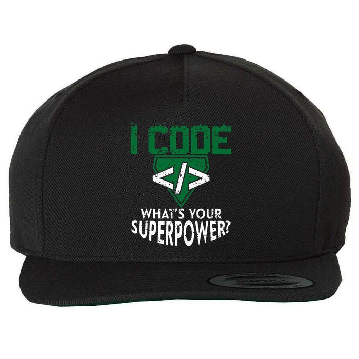 Computer Engineer Coding I Code Superpower Wool Snapback Cap