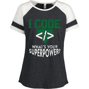 Computer Engineer Coding I Code Superpower Enza Ladies Jersey Colorblock Tee