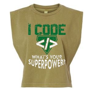 Computer Engineer Coding I Code Superpower Garment-Dyed Women's Muscle Tee