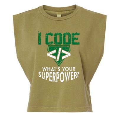 Computer Engineer Coding I Code Superpower Garment-Dyed Women's Muscle Tee