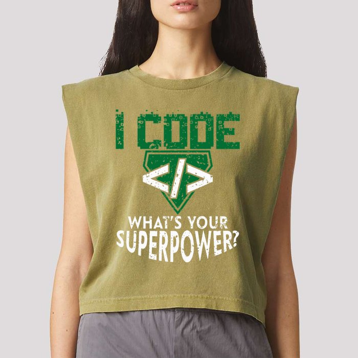Computer Engineer Coding I Code Superpower Garment-Dyed Women's Muscle Tee