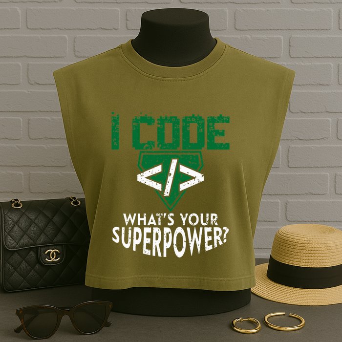 Computer Engineer Coding I Code Superpower Garment-Dyed Women's Muscle Tee