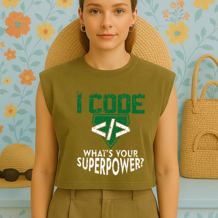 Computer Engineer Coding I Code Superpower Garment-Dyed Women's Muscle Tee