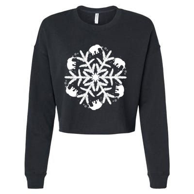 Christmas Elephant Cute Gift Winter Snowflake Gift Cropped Pullover Crew