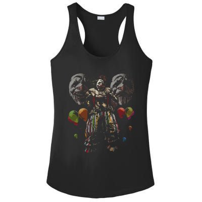 Creepy Evil Clown Balloons Horror Scary Halloween Costume Ladies PosiCharge Competitor Racerback Tank